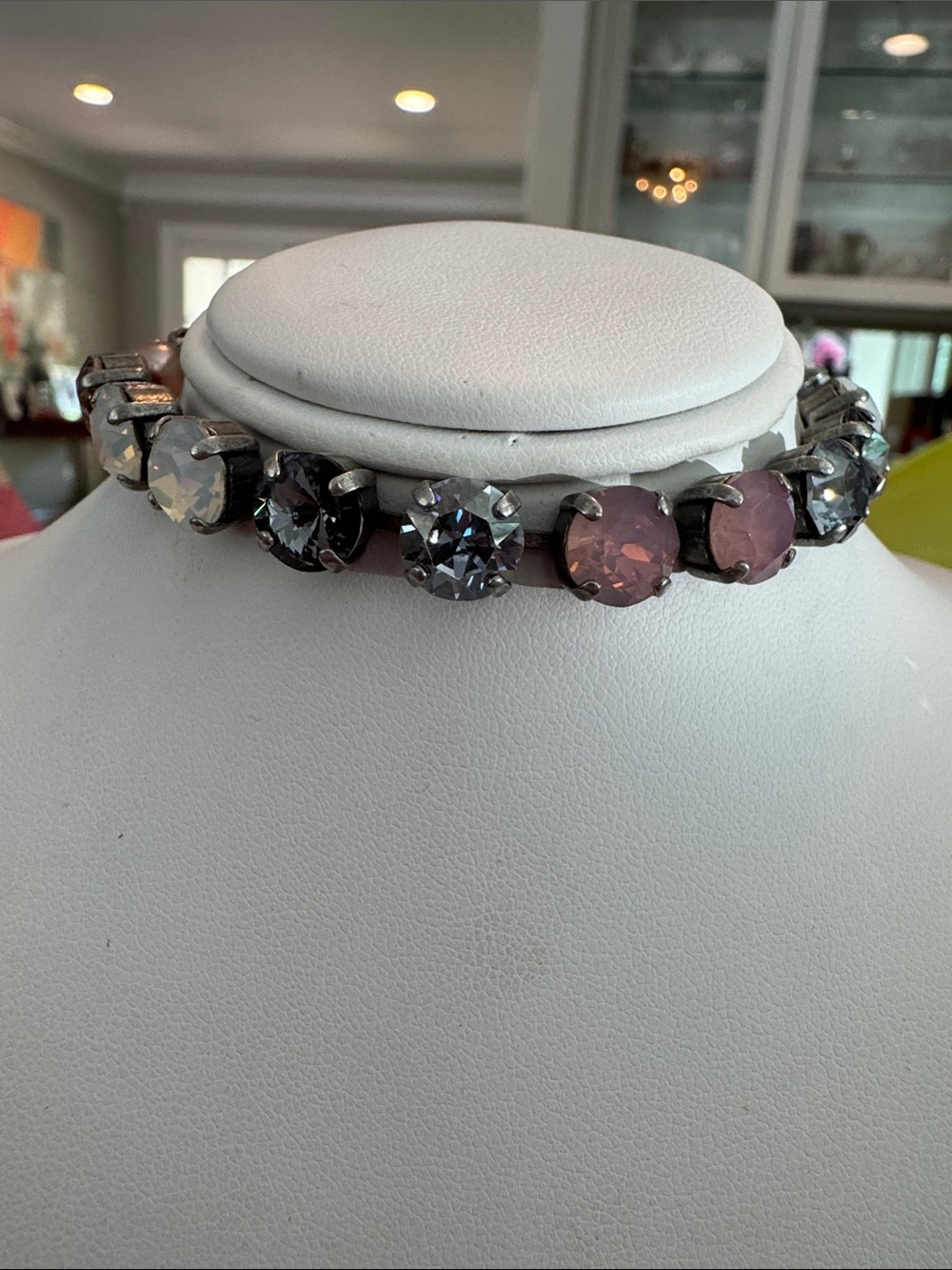 Sabika Multi-Stone Rose and Gray Crystal Choker Bracelet